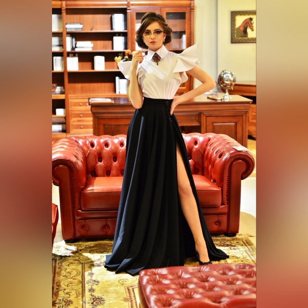 Laura Galic Black Full Circle Maxi Skirt | High Waist 28” | Formal Gothic Cospla